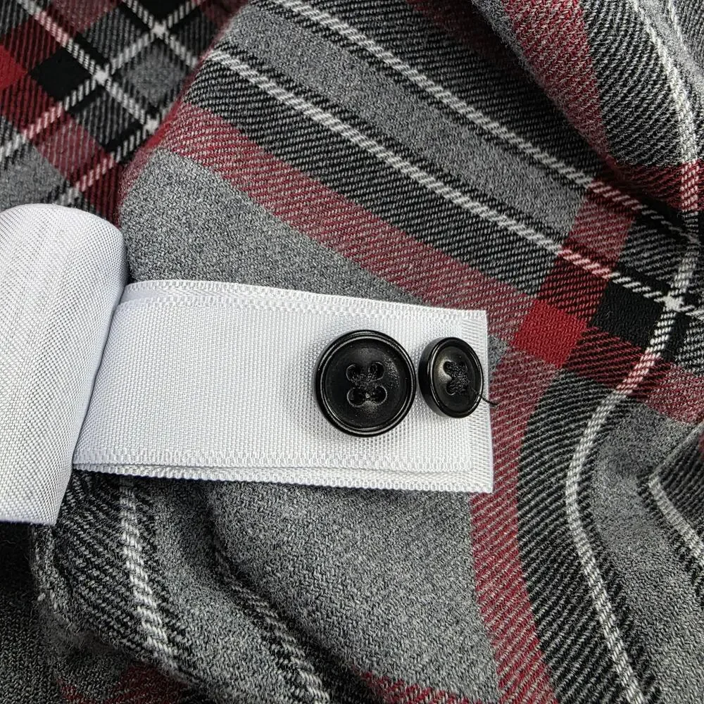 Banana Republic Shirt Mens Tall Medium Gray Plaid Flannel Untucked Standard Fit